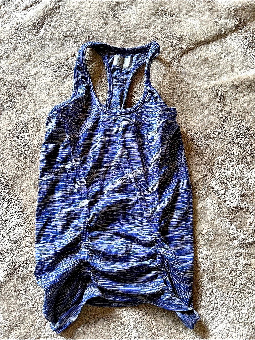 Athleta XS Momentum Tank Ruched Athletic Tank Blue & Black Medium